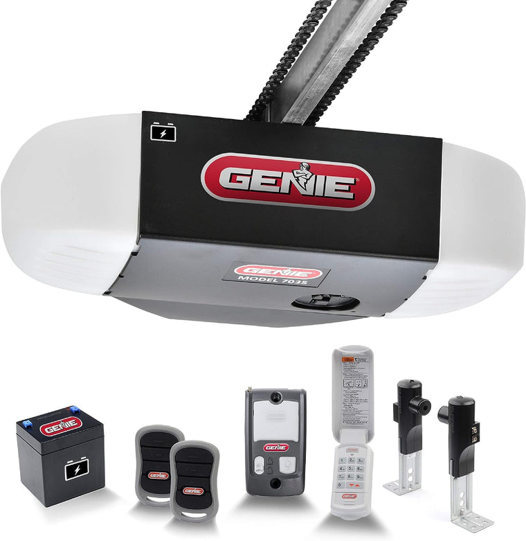Genie Chain Drive 750 3/4 HPc Garage Door Opener w/Battery Backup – Heavy Duty Chain Drive – Operate your garage door when the primary power is out – Wireless Keypad Included, Model 7035-TKV,BLACK