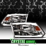 Alpha Owls 8710401 Crystal Headlights With Switchback Sequential LED Light Bar & Startup Light – Black Amber Fits 2009-2018 Dodge Ram 1500 2500 3500/2019-2023 Classic Halogen Models