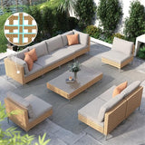 Grand patio 7-Piece Wicker Patio Furniture Set, Boho Outdoor Conversation Set Sectional Sofa with Water Resistant Thick Cushions and Coffee Table, Cream