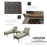 LOKATSE HOME Outdoor Patio Chaise Lounge Chair Cushion Furniture Reclining Adjustable with Armrest for Pool, Deck or Yard, Dark Gray