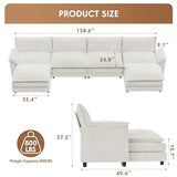 YESHOMY Sectional Modular Sofa U Shaped Chenille Fabric Couch with High Supportive & Soft Sponges and Removable Ottoman, Sleeper Comfy Upholstered Furniture for Living Room, Grey