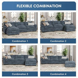 YESHOMY Sectional Modular Sofa U Shaped Chenille Fabric Couch with High Supportive & Soft Sponges and Removable Ottoman, Sleeper Comfy Upholstered Furniture for Living Room, Grey