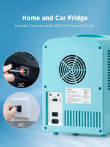Silonn Mini Fridge, Portable Skin Care Fridge, 4 L/6 Can Cooler and Warmer Small Refrigerator with Eco Friendly for Home, Office, Car and College Dorm Room, Compact Refrigerator and Teal (SLRE01G1)