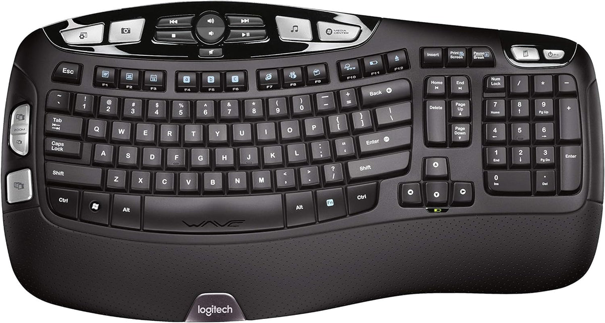 Logitech K350 Wireless Wave Ergonomic Keyboard with Unifying Wireless Technology – Black