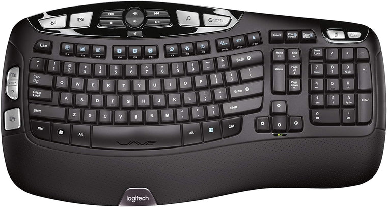 Logitech K350 Wireless Wave Ergonomic Keyboard with Unifying Wireless Technology – Black