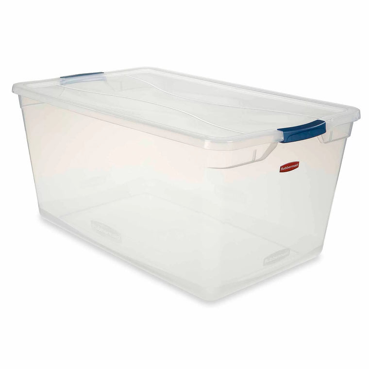 Rubbermaid Clever Store Clears Standard Latch Storage Container, 95 qt, Clear