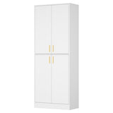 Cozy Castle Kitchen Pantry Cabinet, 71 Tall Wood Storage Cabinet with Doors and Shelves 4 Doors Freestanding Cupboard Utility Hutch for Dining Room Living Room Bathroom Furniture, Gray