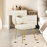 Furnimart Cute Vanity Chair, Bear Shape Makeup Chair with Backrest Pillow, Comfy Accent Chair Desk Chair Teddy fabric with Golden Metal Legs for Living Room/Dressing Room/Home Office Green