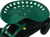 Sunnydaze Garden Cart Rolling Scooter with Extendable Steer Handle?? Swivel Seat and Utility Tool Tray?? Green