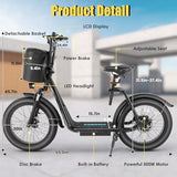 Caroma Peak 800w Electric Scooter Adults 20X3 Fat Tire, 20 MPH Top Speed & 30 Miles Range, Off-Road E Scooter w/Adjustable Seat & Detachable Basket, Foldable Ebike w/Shock Absorption for Commuting
