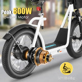 Caroma Peak 800w Electric Scooter Adults 20X3 Fat Tire, 20 MPH Top Speed & 30 Miles Range, Off-Road E Scooter w/Adjustable Seat & Detachable Basket, Foldable Ebike w/Shock Absorption for Commuting