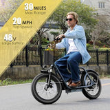 Caroma Peak 800w Electric Scooter Adults 20X3 Fat Tire, 20 MPH Top Speed & 30 Miles Range, Off-Road E Scooter w/Adjustable Seat & Detachable Basket, Foldable Ebike w/Shock Absorption for Commuting